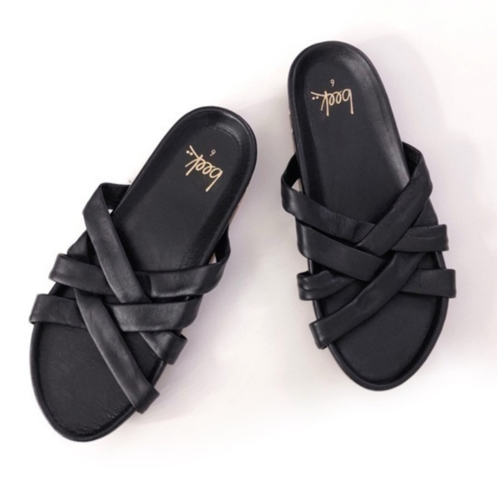 LIKE NEW Beek Mandarin Strappy Leather Slide Sandals